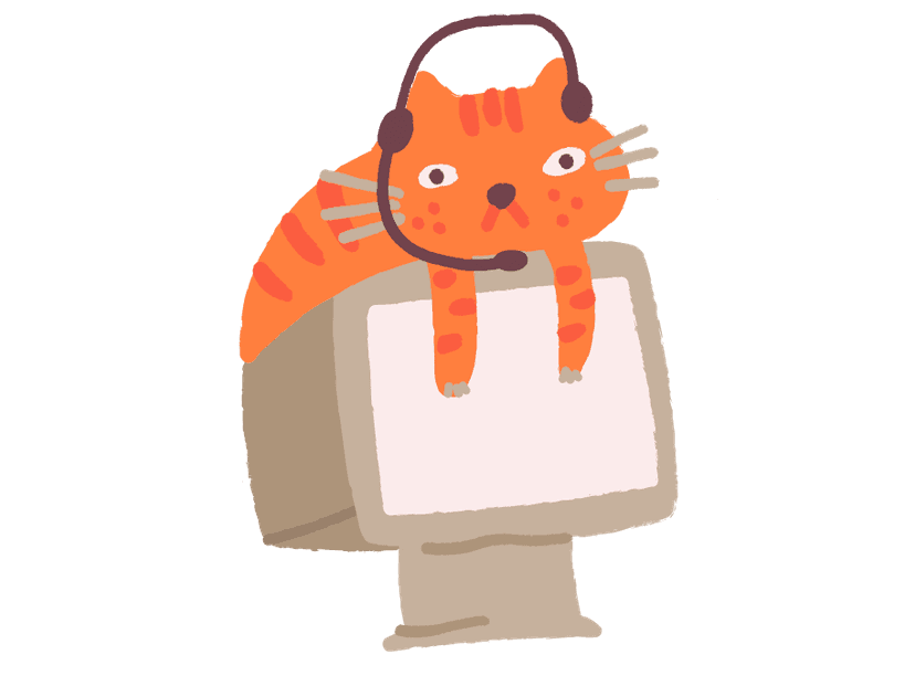 Ginger cat sitting on a computer by Icons8